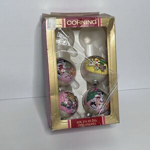 Vintage Corning Disney Donald Duck Mickey Minnie Christmas  Glass Ornaments